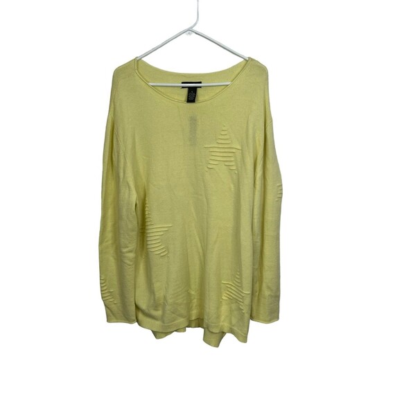 New Grace Womens Sweater Yellow/Green Size XL Star Pullover Tunic NWT - Picture 1 of 8